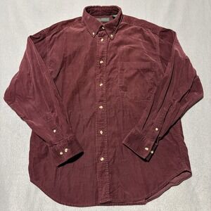 Hill & Archer Corduroy Shirt Mens M Burgundy Fine Wale Button Down Long Sleeve